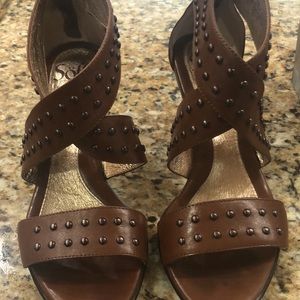 Sofft studded brown leather heels